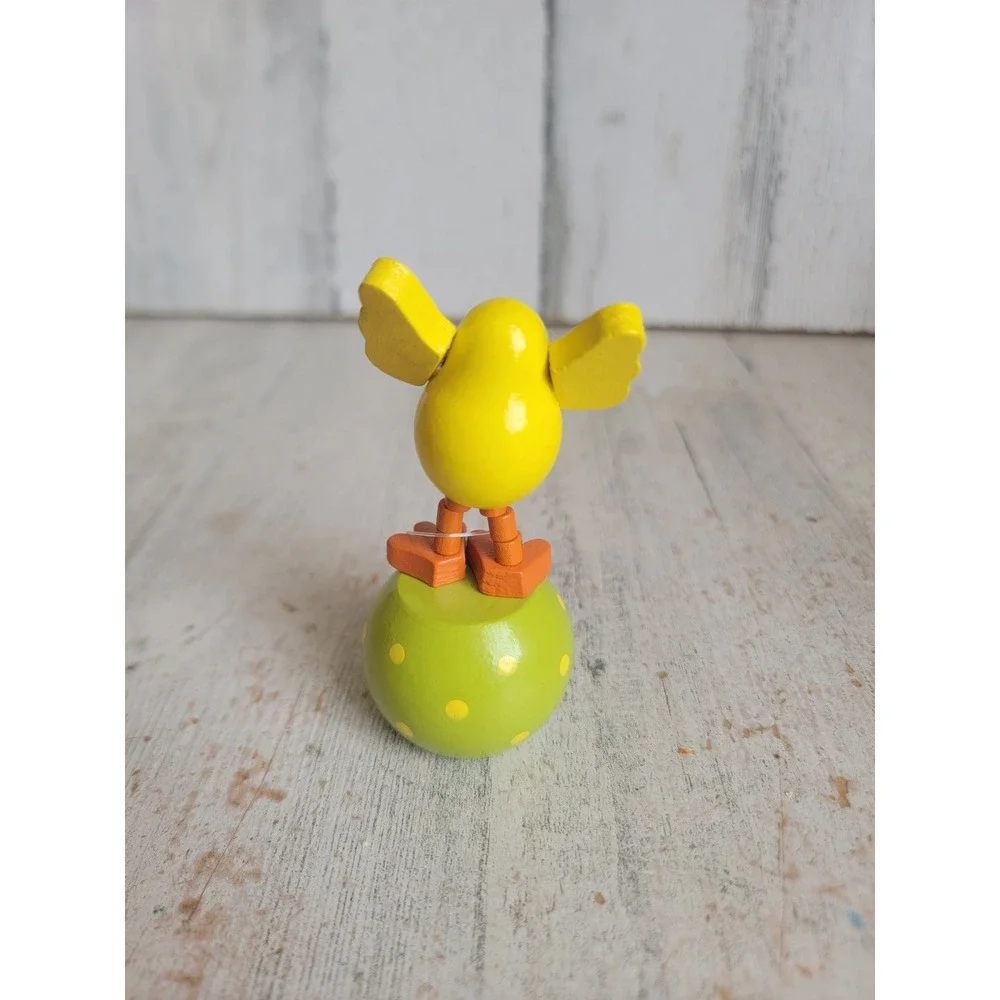 Easter vintage chick egg thumb push puppet toy wooden spring home decor